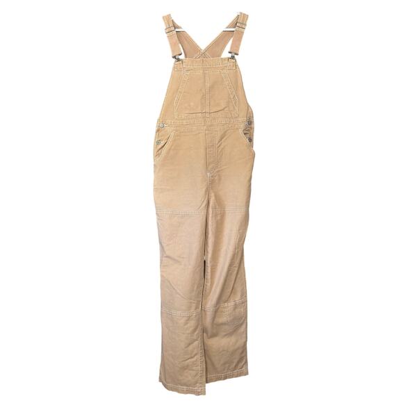 Vtg AE Supply American Eagle Khaki Overalls Heavy Duty Workwear S Cotton Canvas - Picture 1 of 7